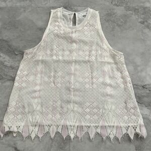 GXF Gentle‎ Fawn Lace Tank Top Size Small S Off White and Pink Shirt